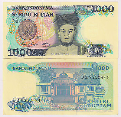 Indonesia - 1000 rupia 1987 unc currency note - KB Coins & Currencies