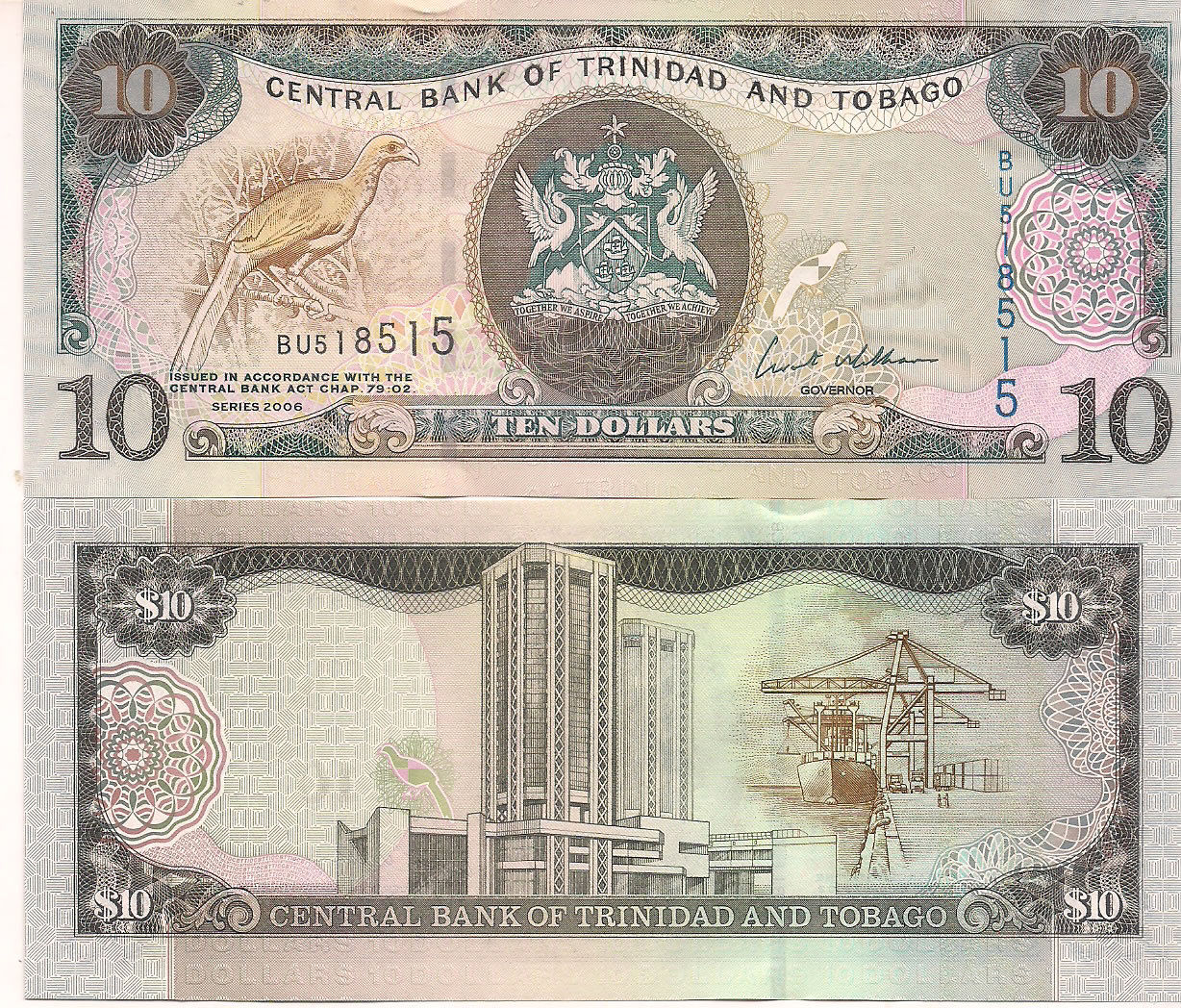 Trinidad and Tobago 10 Unc currency note KB Coins & Currencies
